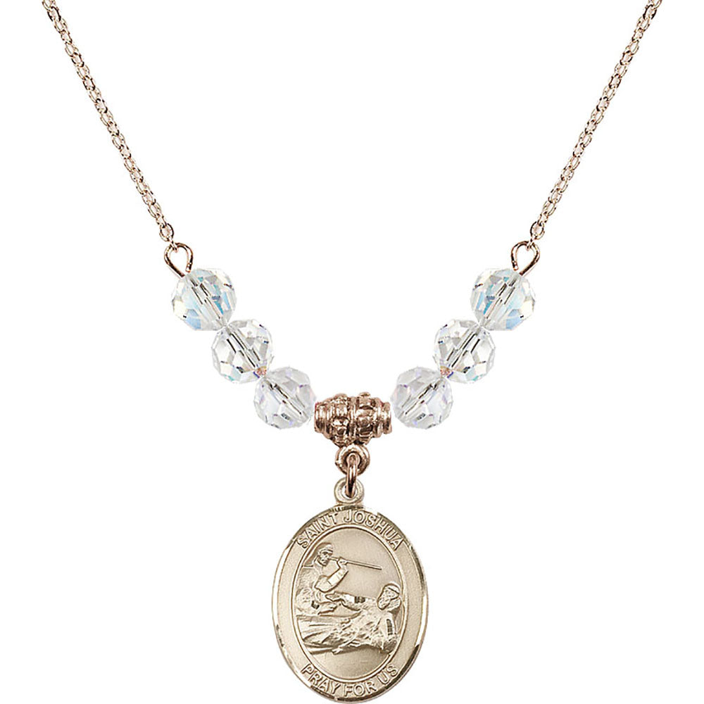14kt Gold Filled Saint Joshua Birthstone Necklace with Crystal Beads - 8059