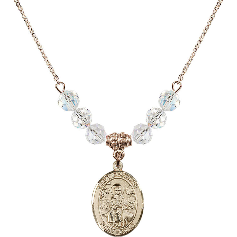 14kt Gold Filled Saint Germaine Cousin Birthstone Necklace with Crystal Beads - 8211