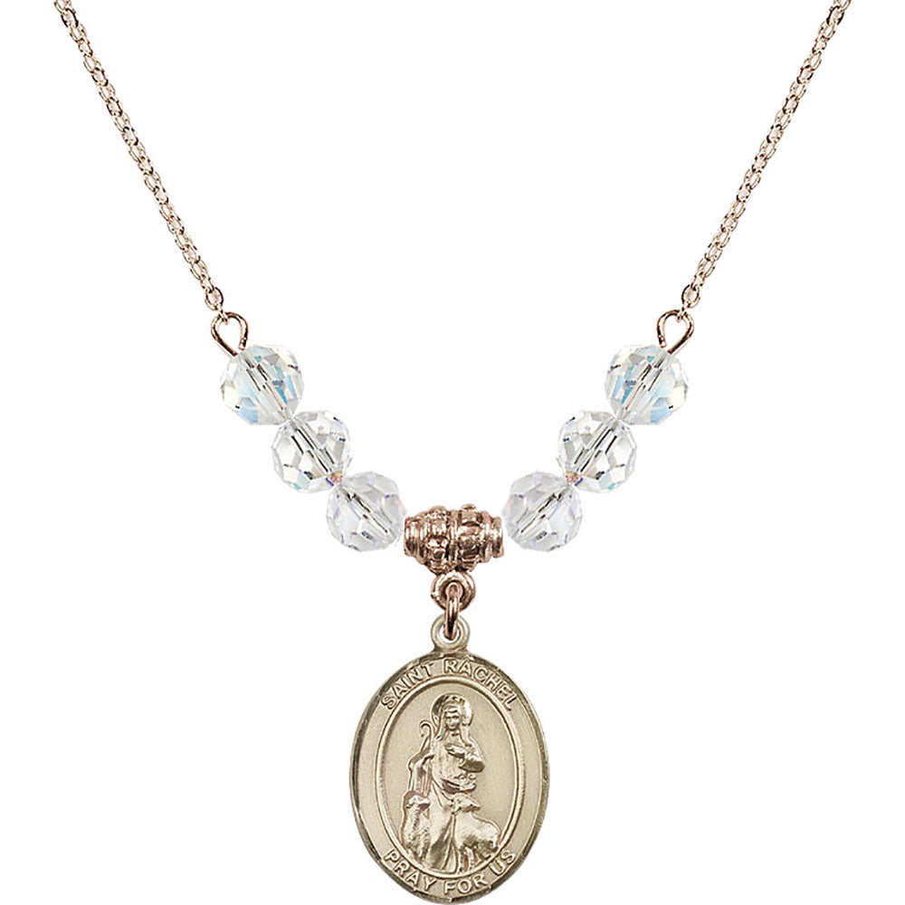 14kt Gold Filled Saint Rachel Birthstone Necklace with Crystal Beads - 8251
