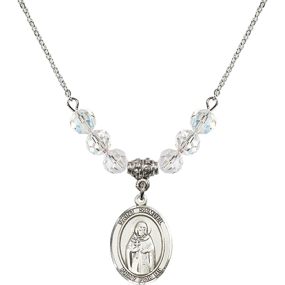 Sterling Silver Saint Samuel Birthstone Necklace with Crystal Beads - 8259