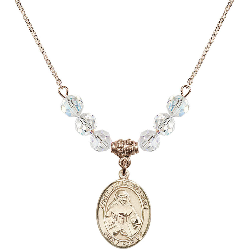 14kt Gold Filled Saint Julia Billiart Birthstone Necklace with Crystal Beads - 8267