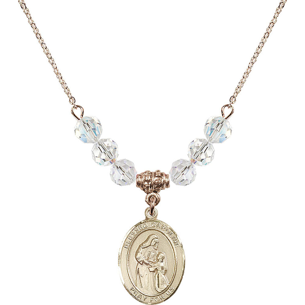 14kt Gold Filled Blessed Caroline Gerhardinger Birthstone Necklace with Crystal Beads - 8281