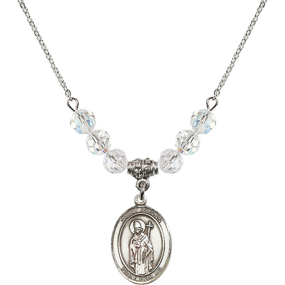 Sterling Silver Saint Ronan Birthstone Necklace with Crystal Beads - 8315