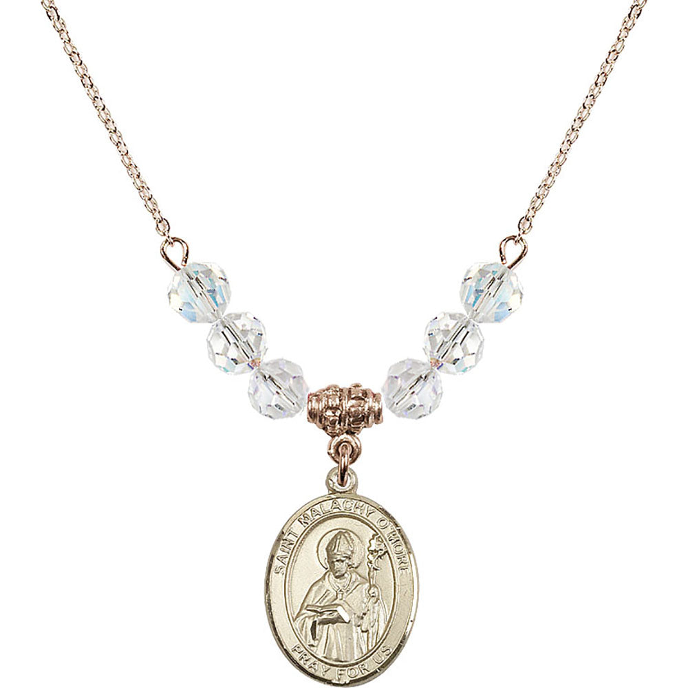 14kt Gold Filled Saint Malachy O'More Birthstone Necklace with Crystal Beads - 8316