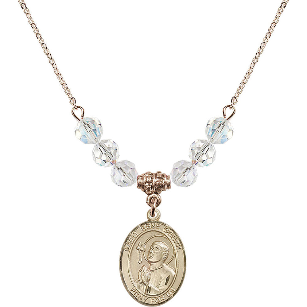 14kt Gold Filled Saint Rene Goupil Birthstone Necklace with Crystal Beads - 8334
