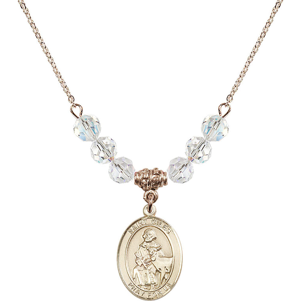 14kt Gold Filled Saint Giles Birthstone Necklace with Crystal Beads - 8349