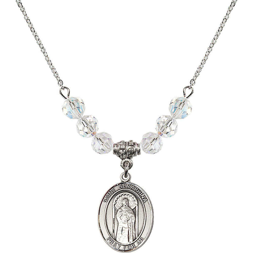 Sterling Silver Saint Seraphina Birthstone Necklace with Crystal Beads - 8405