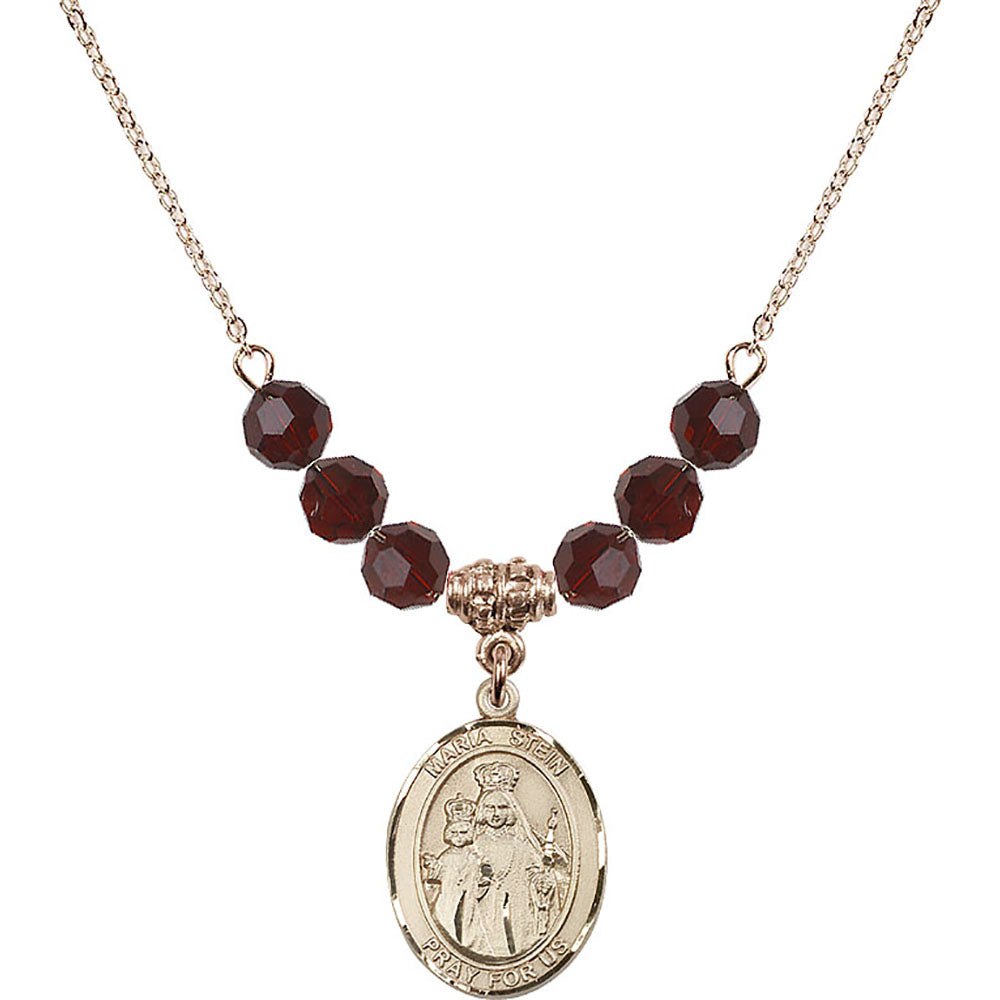 14kt Gold Filled Maria Stein Birthstone Necklace with Garnet Beads - 8133