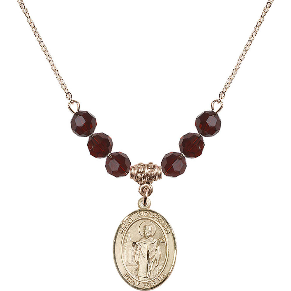 14kt Gold Filled Saint Wolfgang Birthstone Necklace with Garnet Beads - 8323