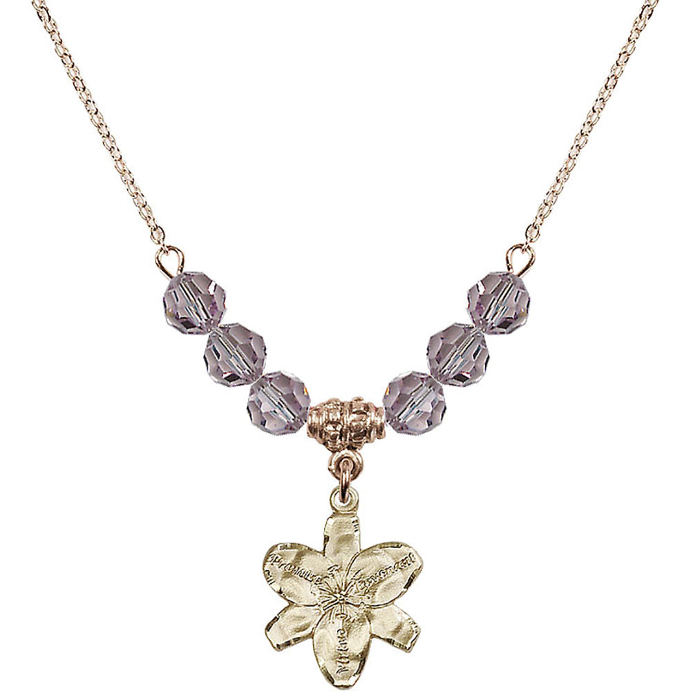 14kt Gold Filled Chastity Birthstone Necklace with Light Amethyst Beads - 0088
