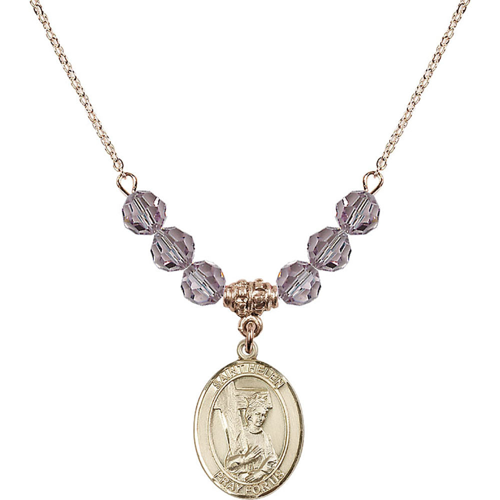 14kt Gold Filled Saint Helen Birthstone Necklace with Light Amethyst Beads - 8043