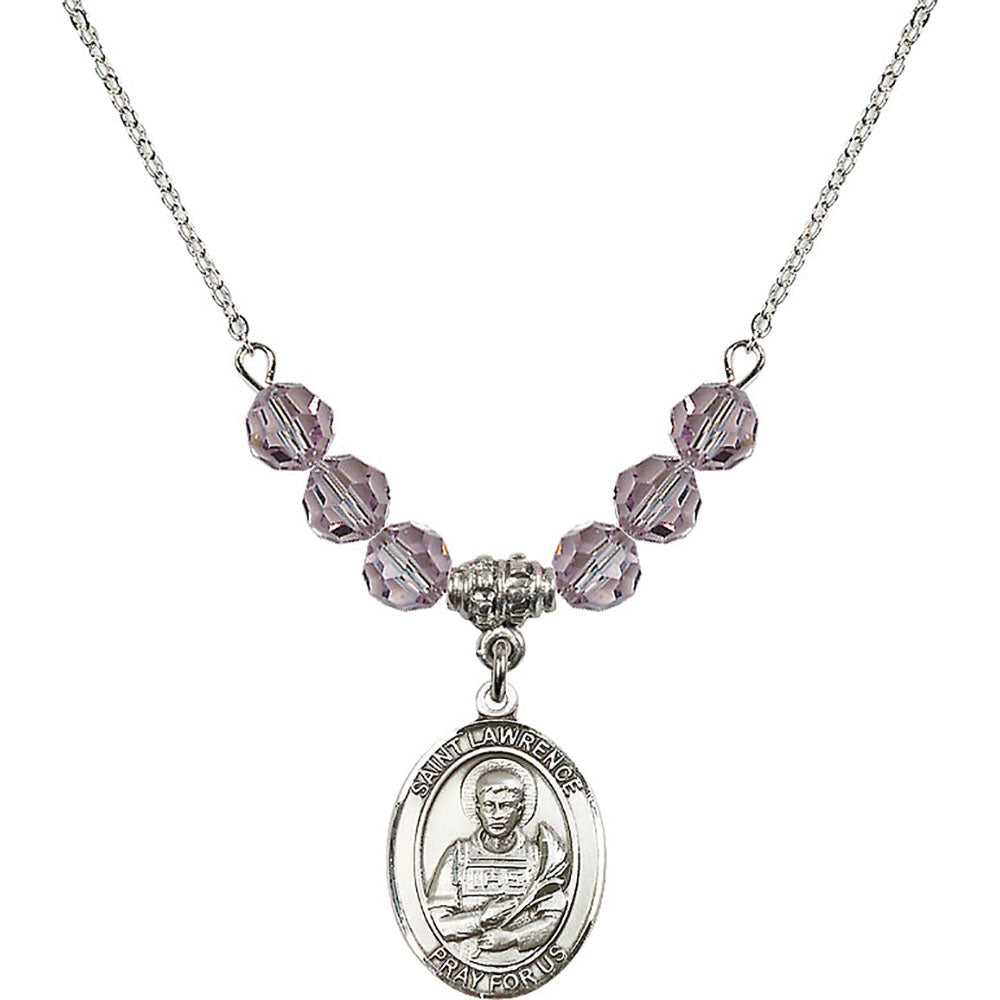 Sterling Silver Saint Lawrence Birthstone Necklace with Light Amethyst Beads - 8063