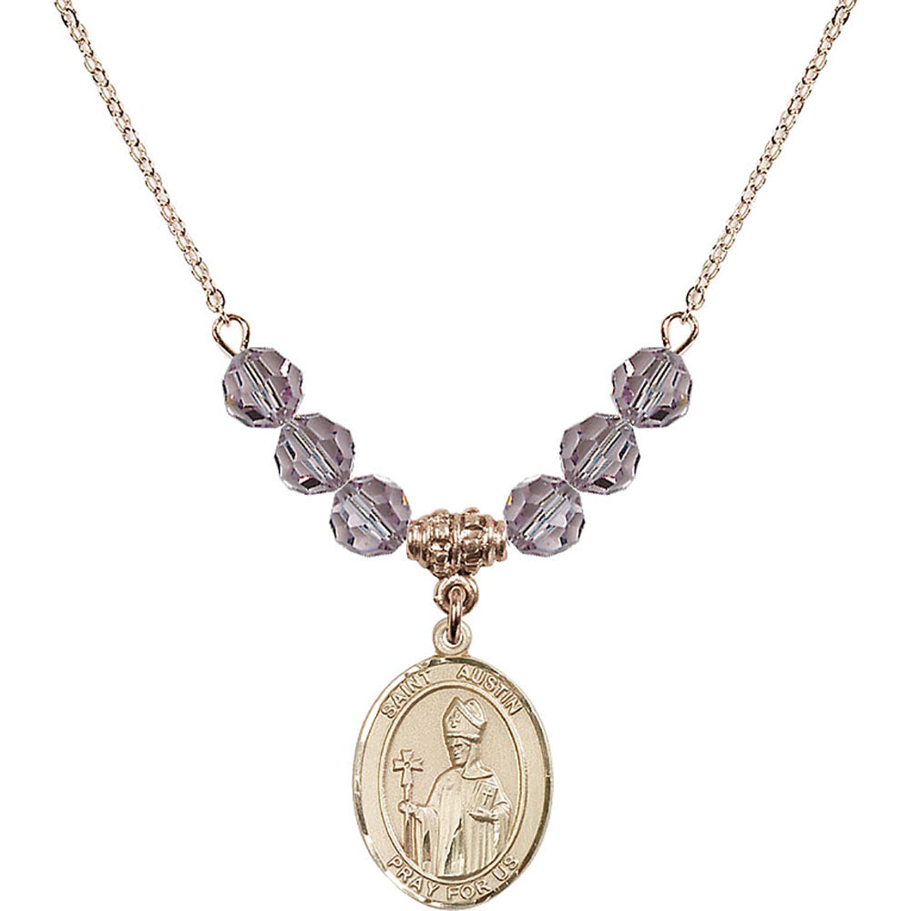 14kt Gold Filled Saint Austin Birthstone Necklace with Light Amethyst Beads - 8256