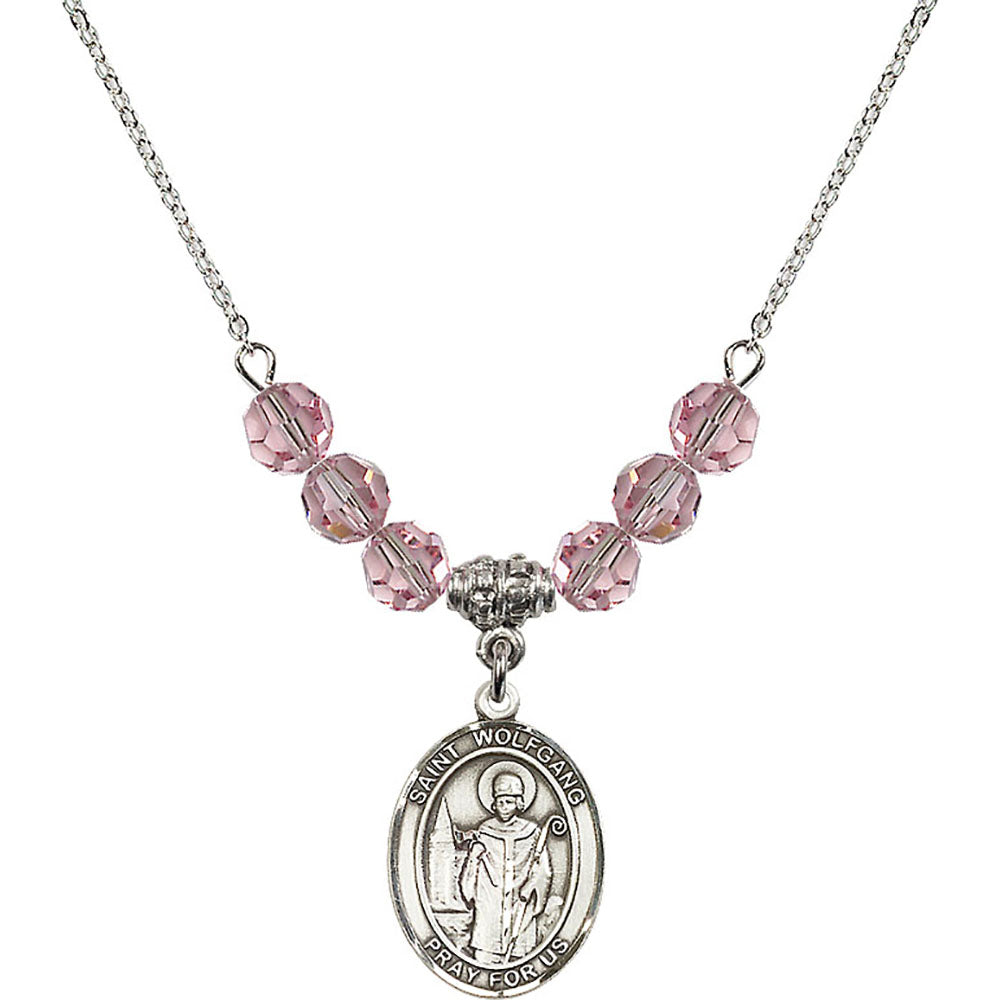 Sterling Silver Saint Wolfgang Birthstone Necklace with Light Rose Beads - 8323