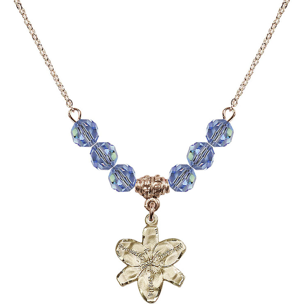 14kt Gold Filled Chastity Birthstone Necklace with Light Sapphire Beads - 0088