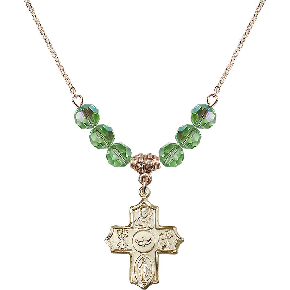 14kt Gold Filled 5-Way Birthstone Necklace with Peridot Beads - 4255