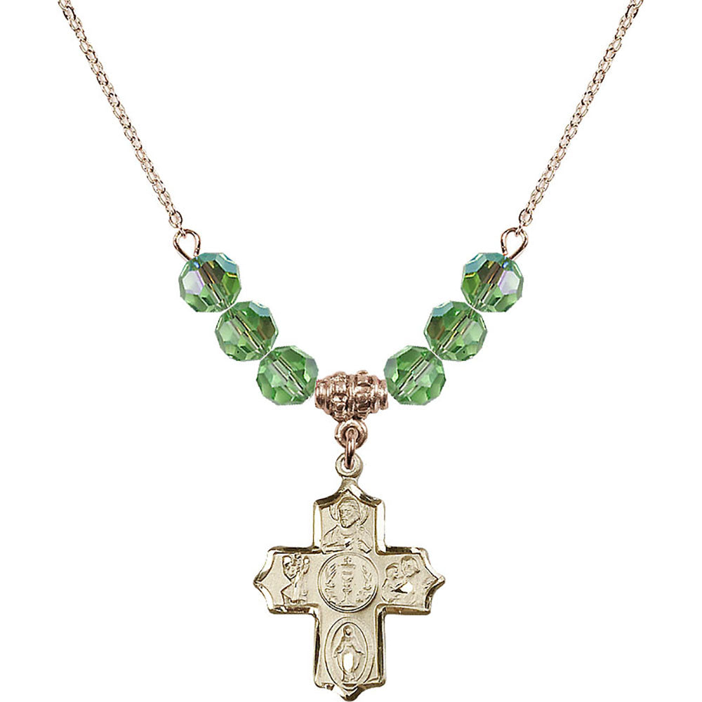 14kt Gold Filled 4-Way Birthstone Necklace with Peridot Beads - 4256