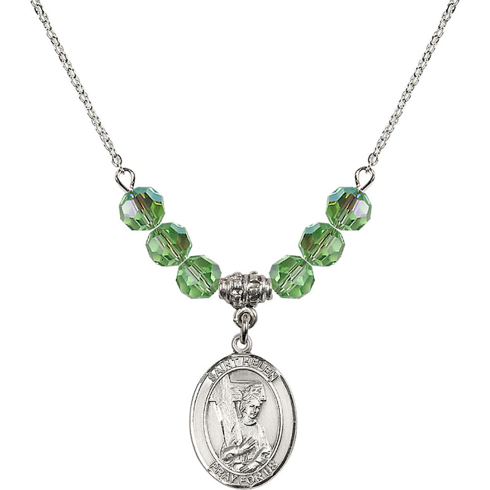 Sterling Silver Saint Helen Birthstone Necklace with Peridot Beads - 8043