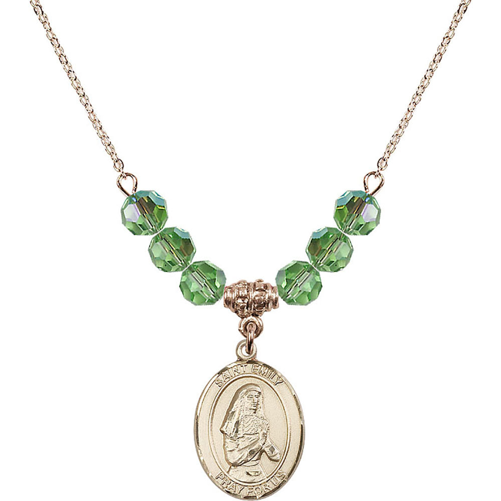14kt Gold Filled Saint Emily de Vialar Birthstone Necklace with Peridot Beads - 8047