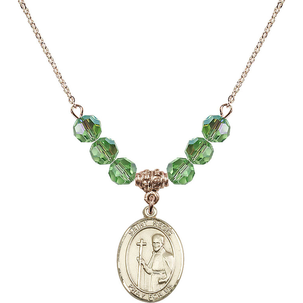 14kt Gold Filled Saint Regis Birthstone Necklace with Peridot Beads - 8380
