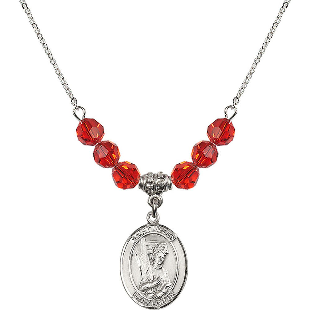 Sterling Silver Saint Helen Birthstone Necklace with Ruby Beads - 8043
