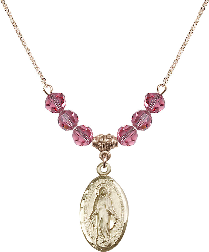 14kt Gold Filled Miraculous Birthstone Necklace with Rose Beads - 1615