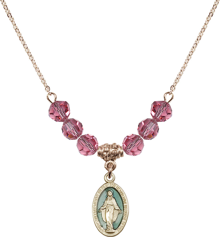 14kt Gold Filled Miraculous Birthstone Necklace with Rose Beads - 4122