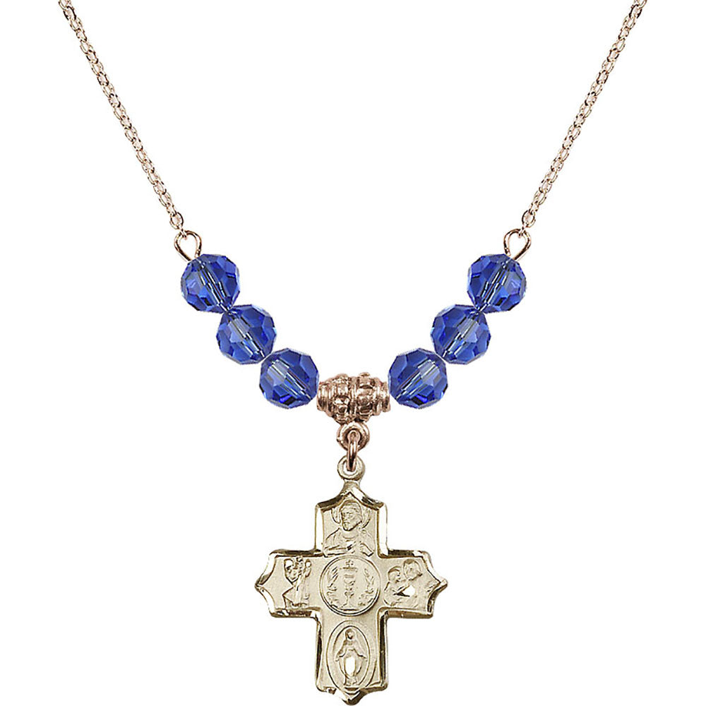 14kt Gold Filled 4-Way Birthstone Necklace with Sapphire Beads - 4256