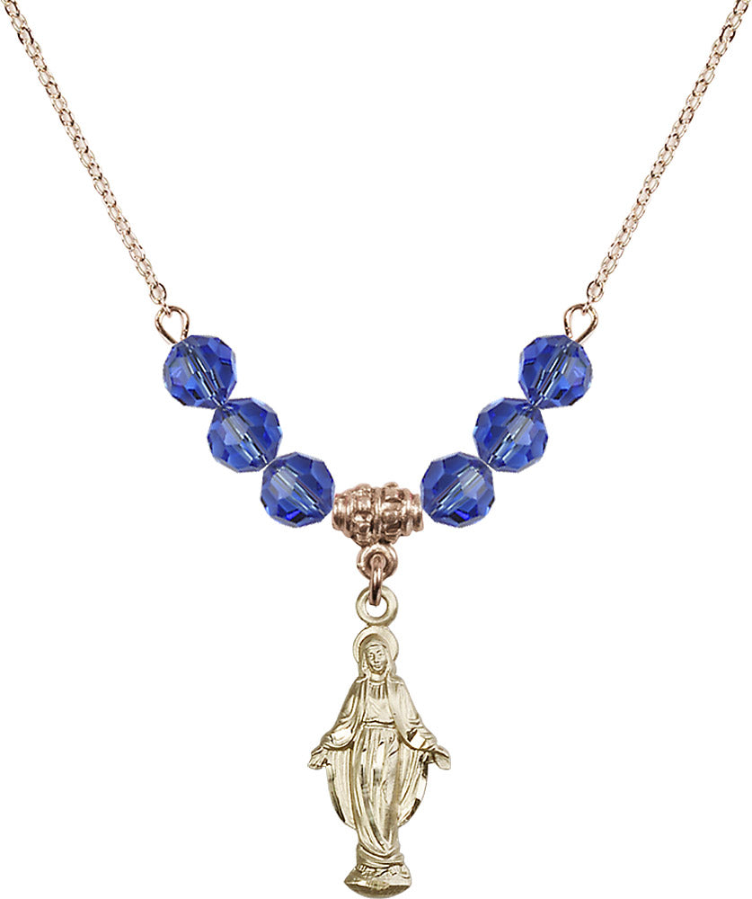 14kt Gold Filled Miraculous Birthstone Necklace with Sapphire Beads - 5900