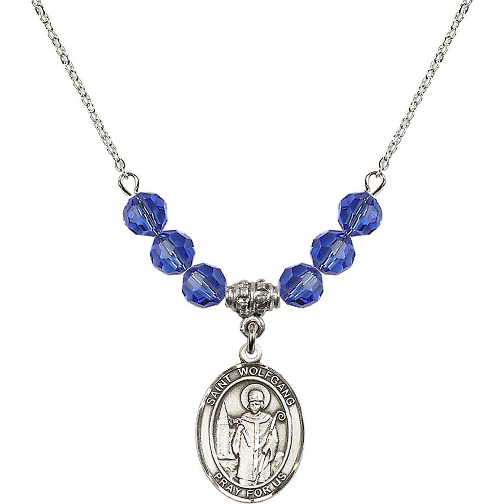 Sterling Silver Saint Wolfgang Birthstone Necklace with Sapphire Beads - 8323