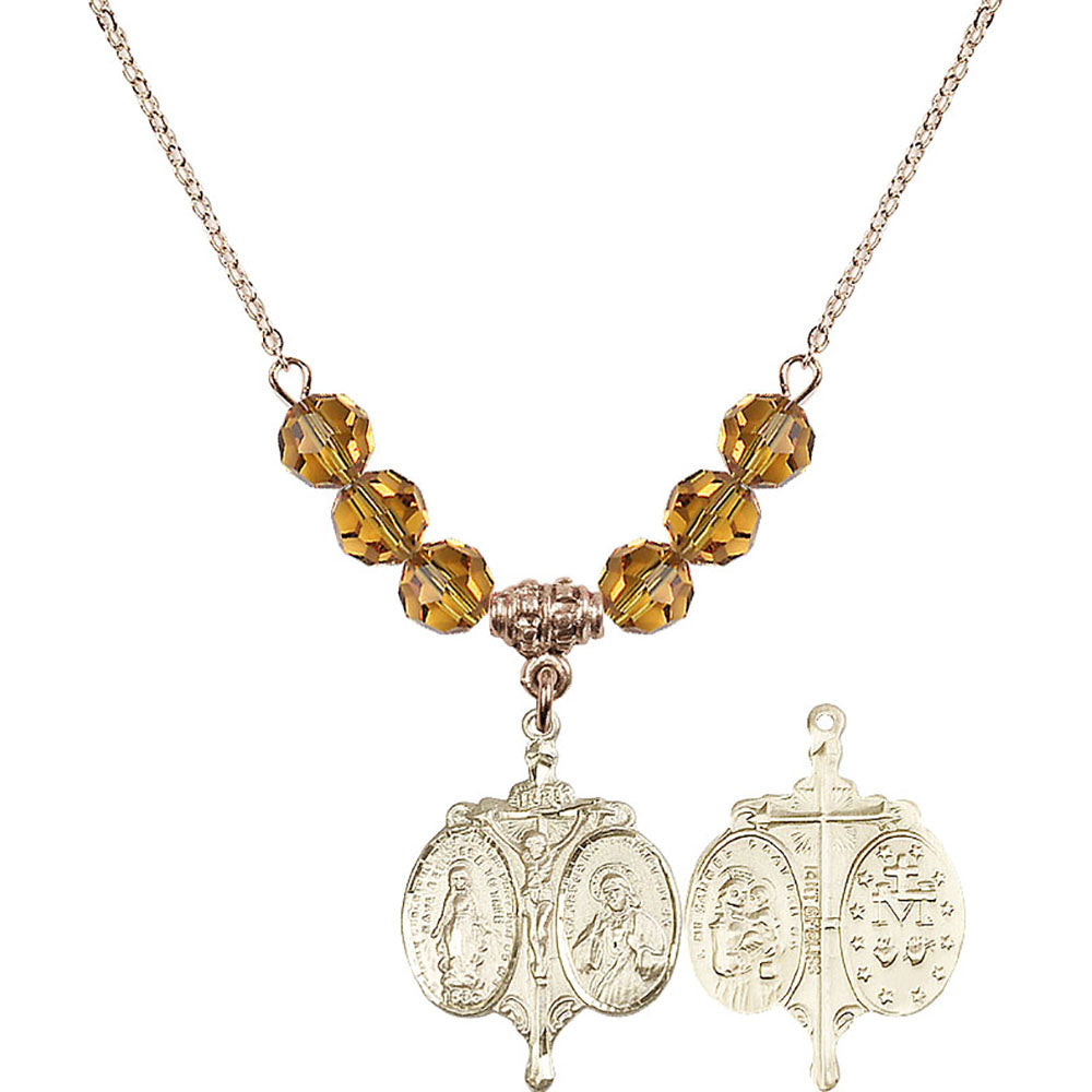 14kt Gold Filled Novena Birthstone Necklace with Topaz Beads - 0021