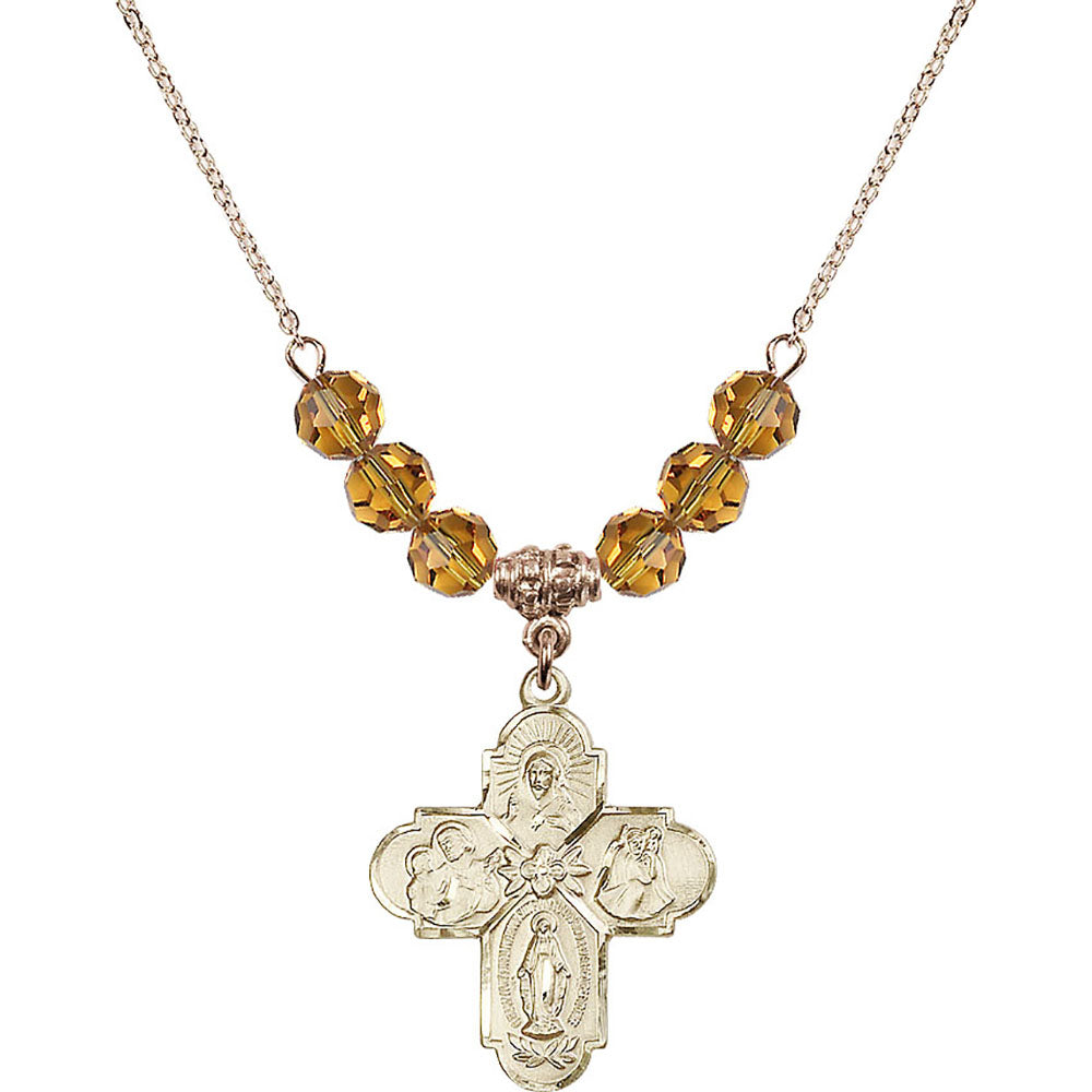 14kt Gold Filled 4-Way Birthstone Necklace with Topaz Beads - 0043