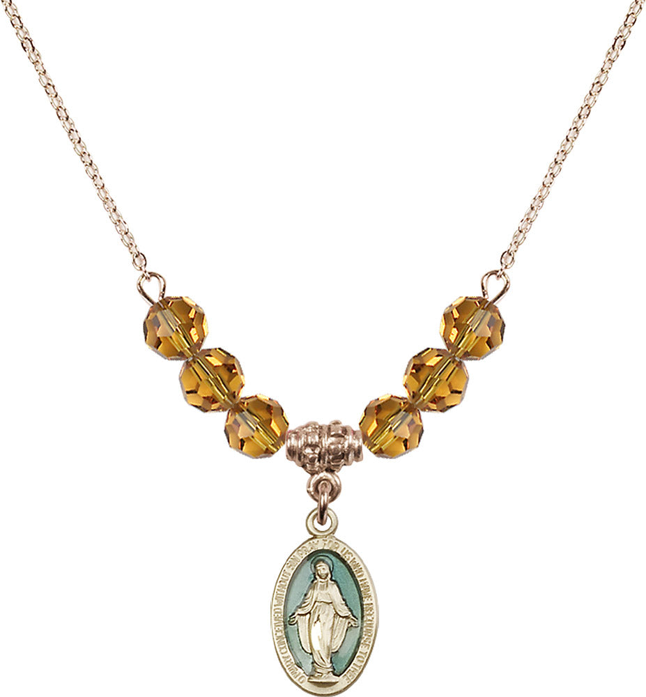 14kt Gold Filled Miraculous Birthstone Necklace with Topaz Beads - 4122