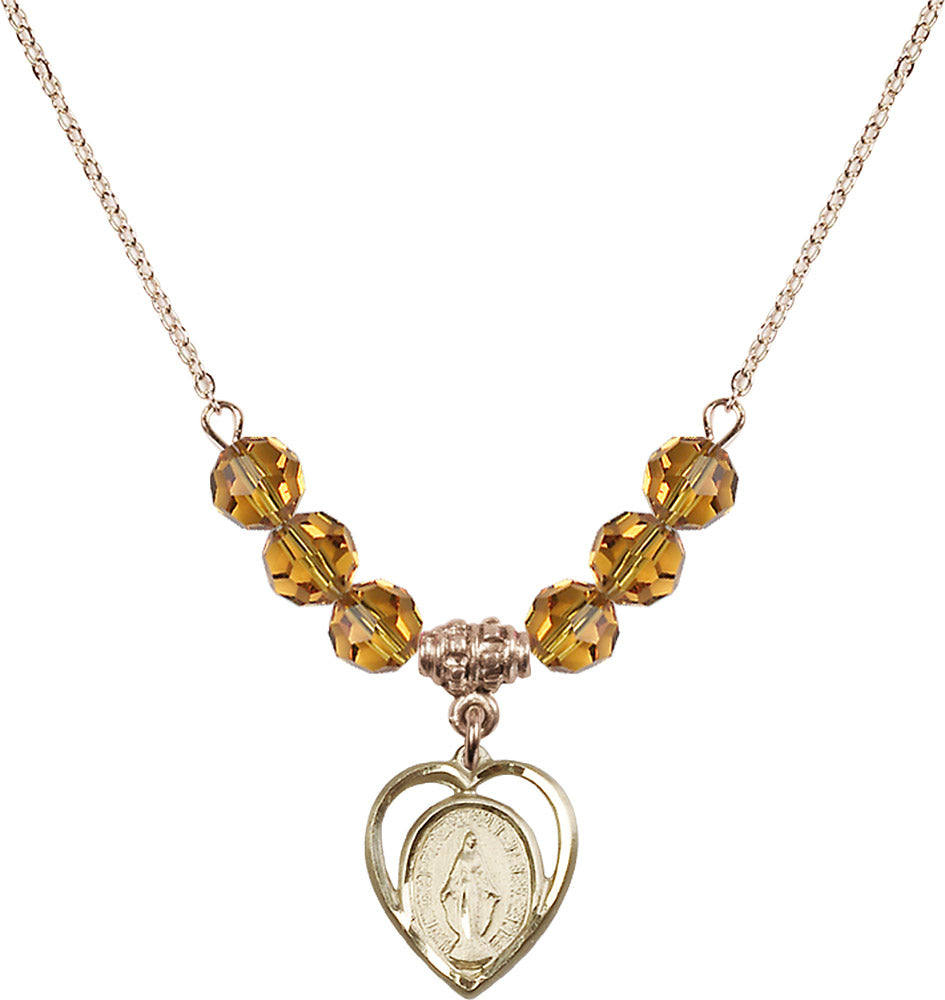 14kt Gold Filled Miraculous Birthstone Necklace with Topaz Beads - 4125