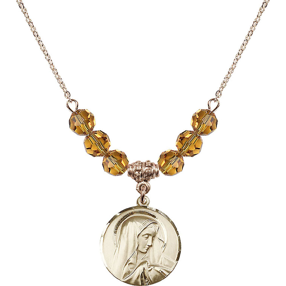 14kt Gold Filled Sorrowful Mother Birthstone Necklace with Topaz Beads - 4249