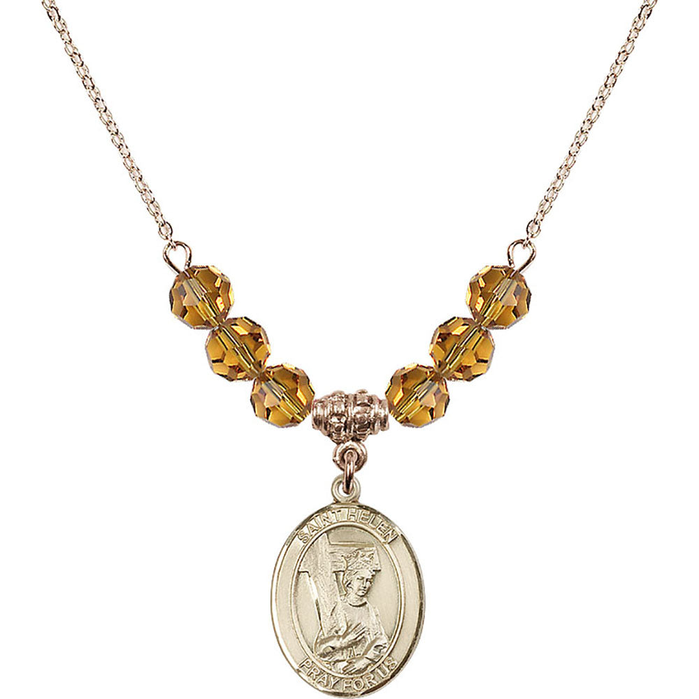 14kt Gold Filled Saint Helen Birthstone Necklace with Topaz Beads - 8043