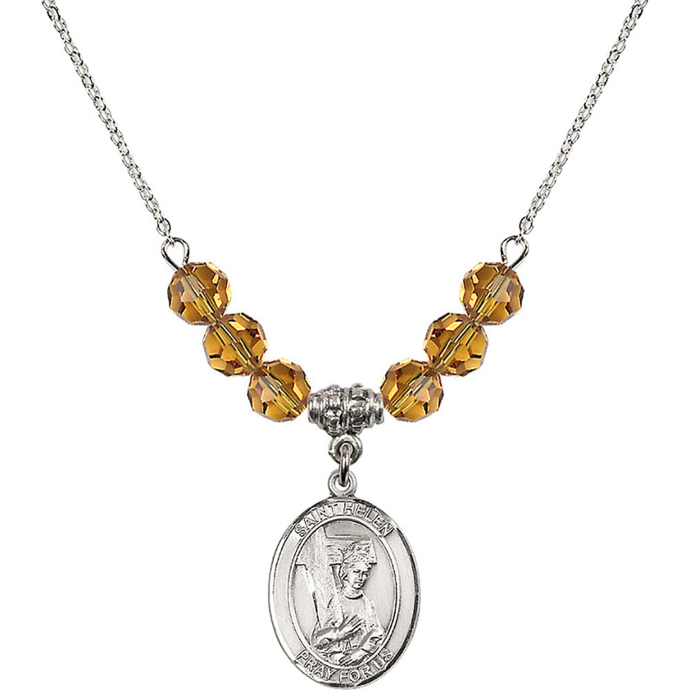Sterling Silver Saint Helen Birthstone Necklace with Topaz Beads - 8043