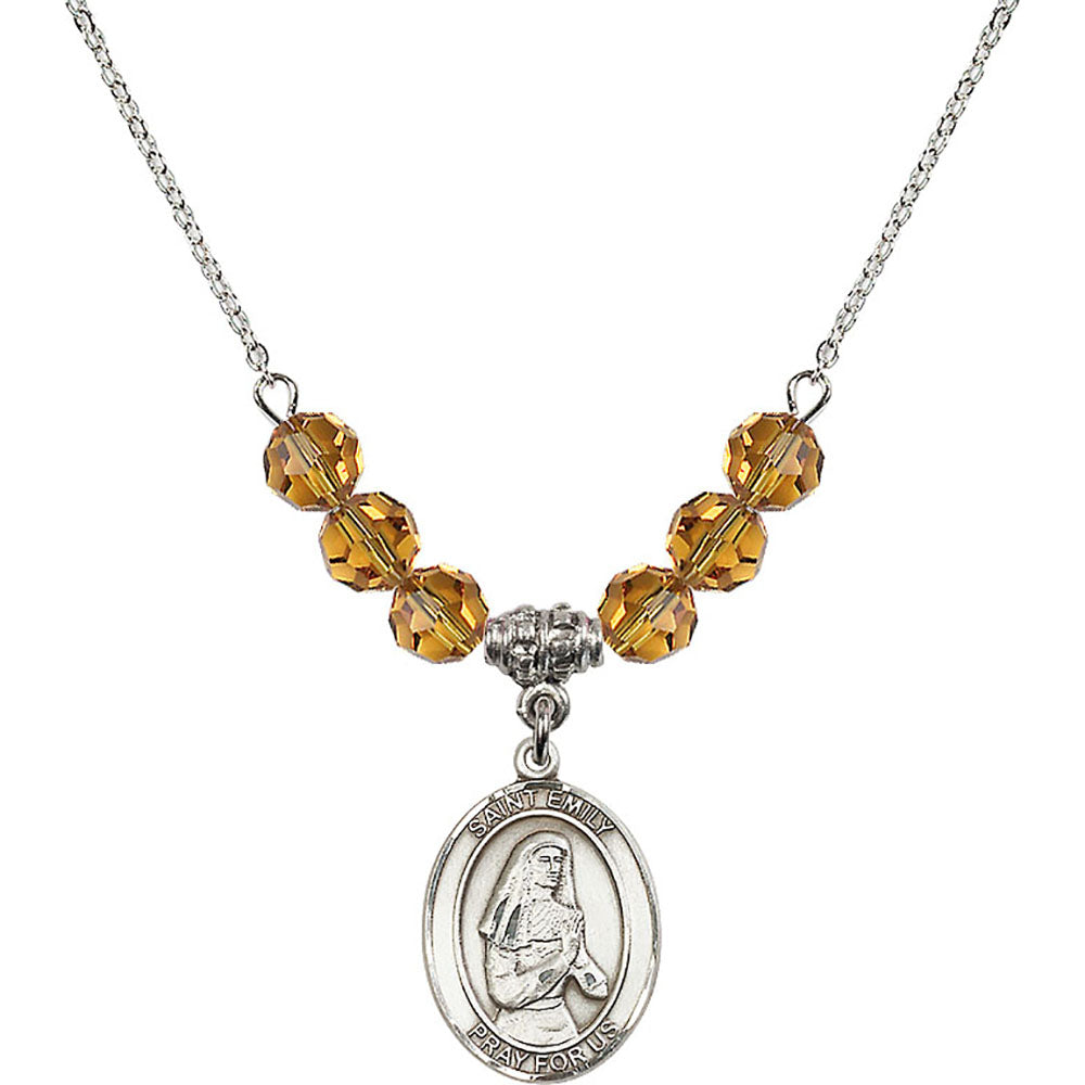 Sterling Silver Saint Emily de Vialar Birthstone Necklace with Topaz Beads - 8047