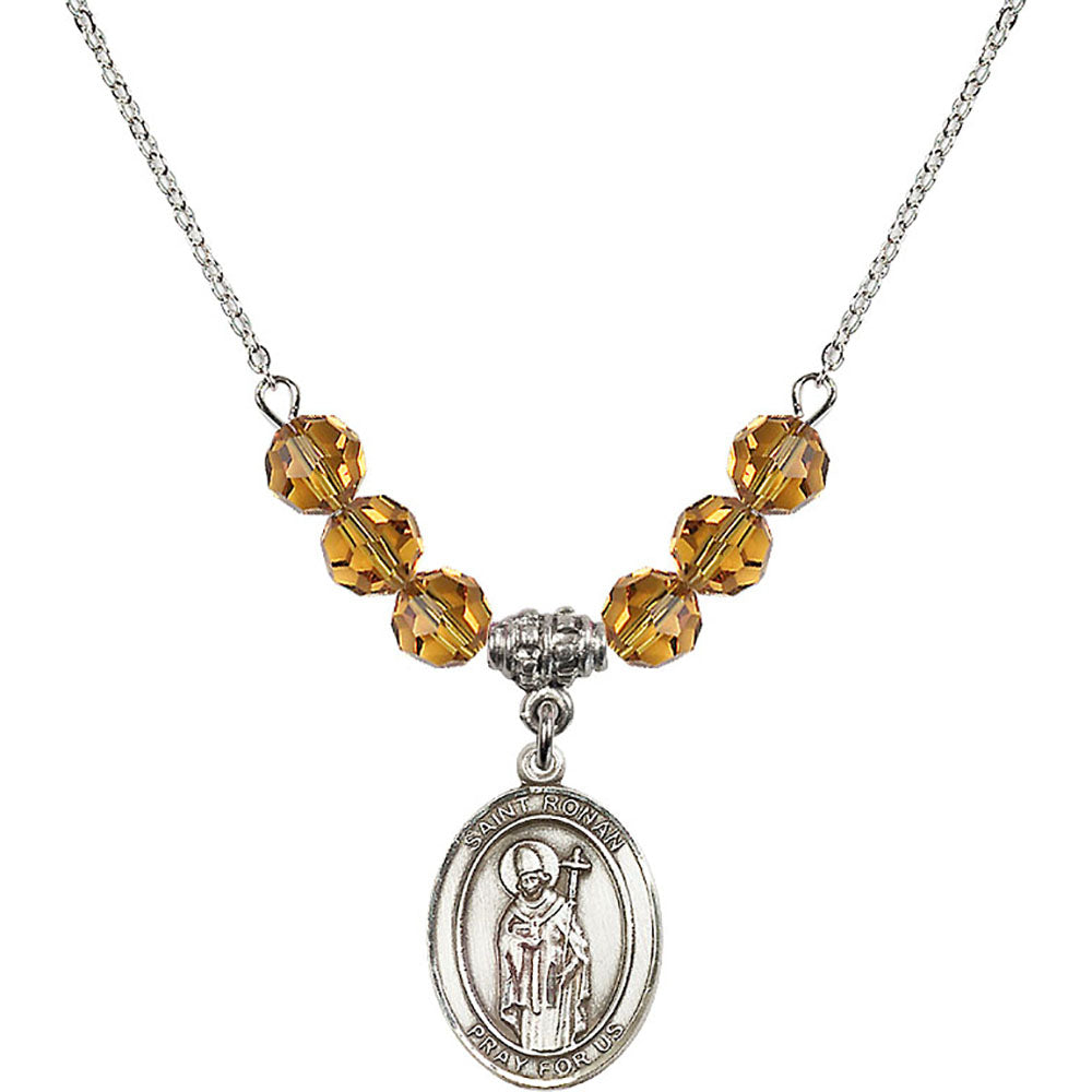 Sterling Silver Saint Ronan Birthstone Necklace with Topaz Beads - 8315