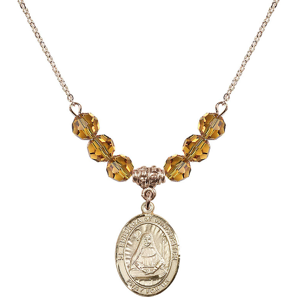 14kt Gold Filled Saint Edburga of Winchester Birthstone Necklace with Topaz Beads - 8324
