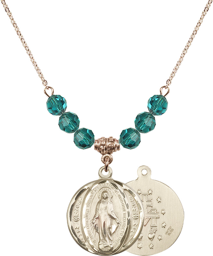 14kt Gold Filled Miraculous Birthstone Necklace with Zircon Beads - 0017
