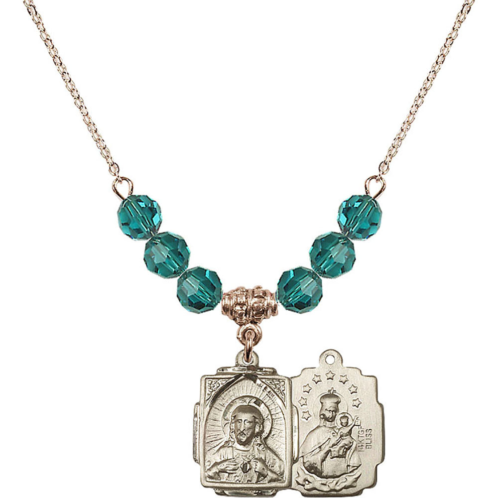 14kt Gold Filled Scapular Birthstone Necklace with Zircon Beads - 0804