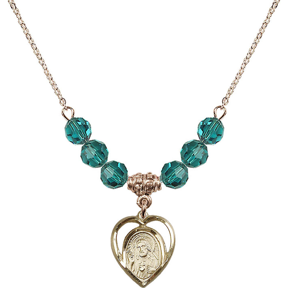 14kt Gold Filled Scapular Birthstone Necklace with Zircon Beads - 4126