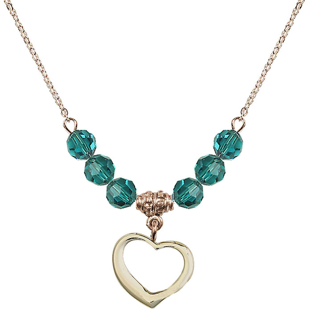 14kt Gold Filled Heart Birthstone Necklace with Zircon Beads - 4208