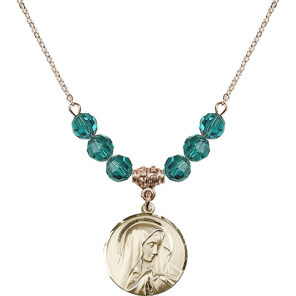14kt Gold Filled Sorrowful Mother Birthstone Necklace with Zircon Beads - 4249