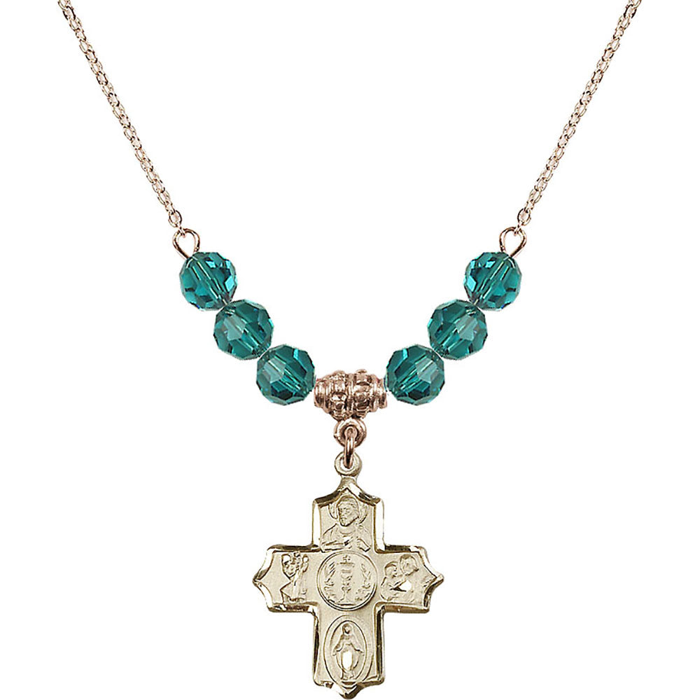 14kt Gold Filled 4-Way Birthstone Necklace with Zircon Beads - 4256