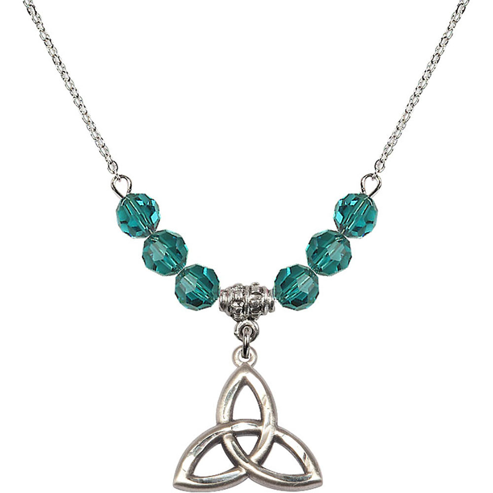 Sterling Silver Trinity Irish Knot Birthstone Necklace with Zircon Beads - 5101