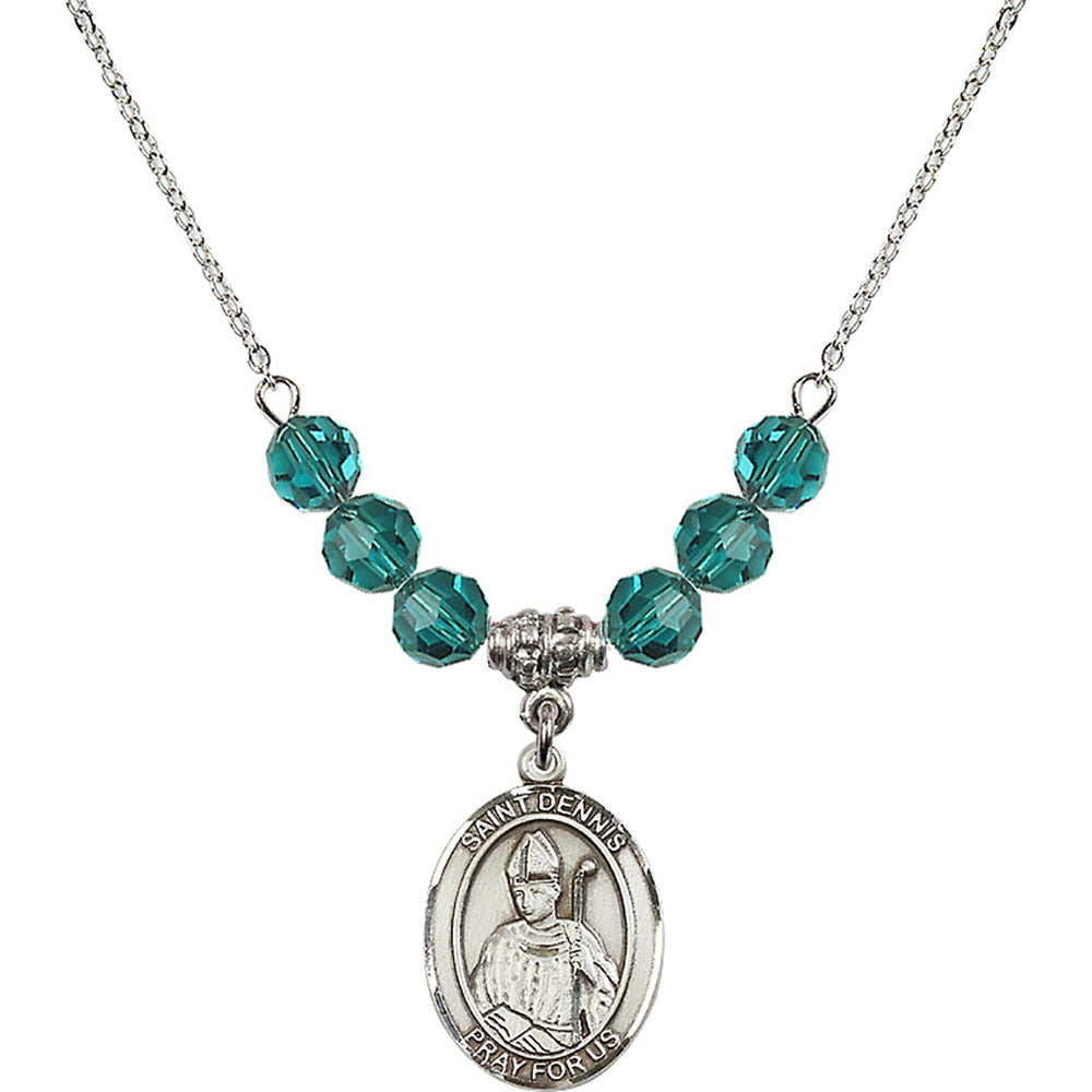 Sterling Silver Saint Dennis Birthstone Necklace with Zircon Beads - 8025