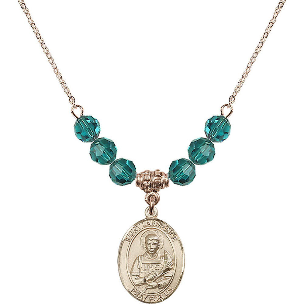 14kt Gold Filled Saint Lawrence Birthstone Necklace with Zircon Beads - 8063
