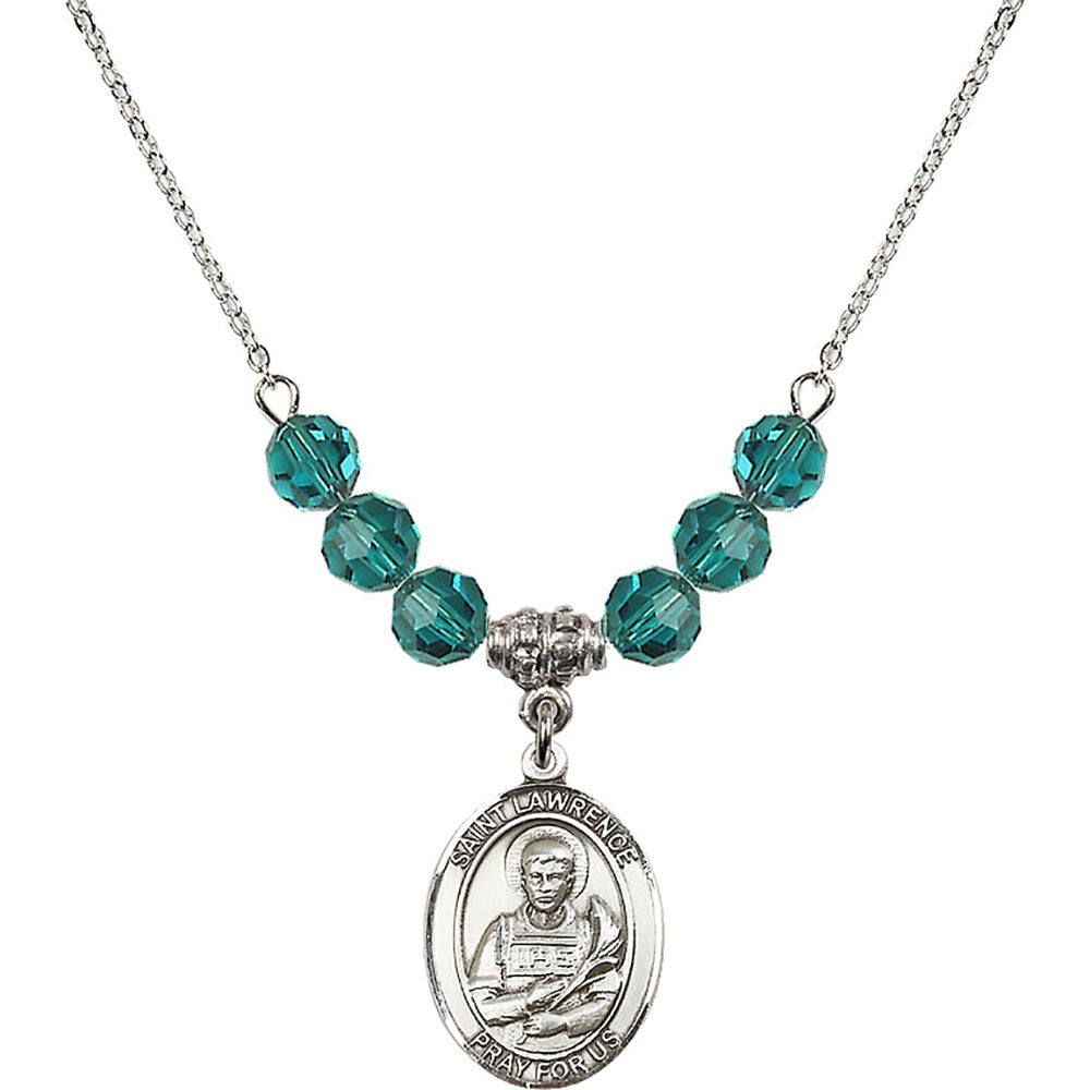 Sterling Silver Saint Lawrence Birthstone Necklace with Zircon Beads - 8063